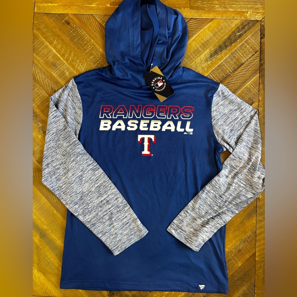 Majestic Texas Rangers MLB Baseball Hoodie Blue Gray M